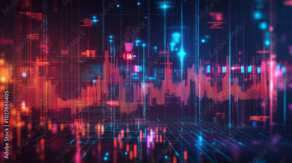 Fototapeta premium A modern, futuristic design for a stock market or forex trading graph. This design is perfect for showcasing financial investments, economic trends, and business ideas.