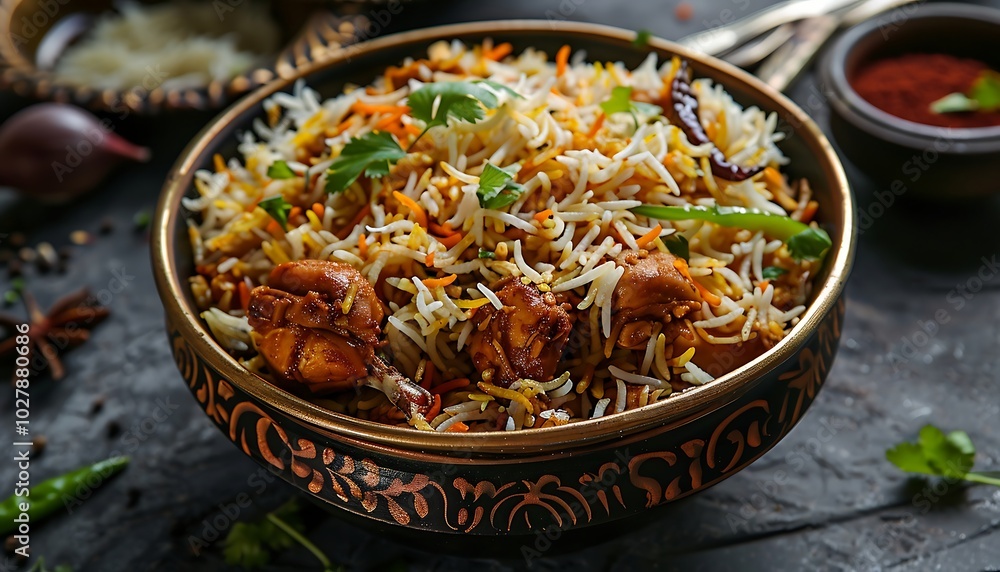 Chicken Biryani with basmati rice, indian cuisine Chicken Biryani with basmati rice, indian cuisine