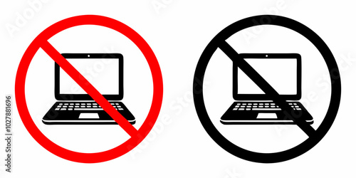 No laptop symbols in red and black circles, indicating device usage prohibition
