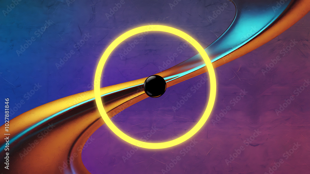 Abstract yellow neon ring and orange blue curves on purple background, futuristic technology and design, digital art.
Abstract yellow neon ring and orange blue curves on purple background, futuristic technology and design, digital art.