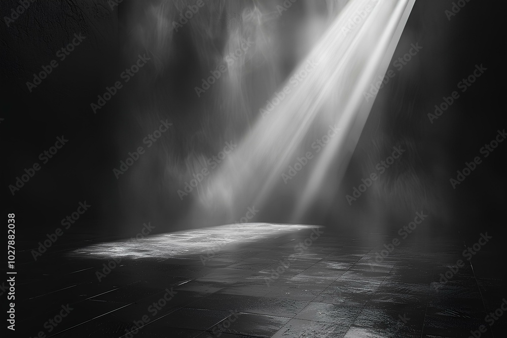 A black and white photo of sunlight coming through a window A black and white photo of sunlight coming through a window