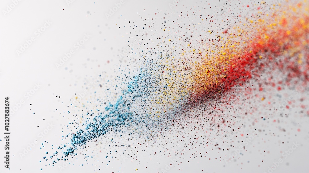Colorful Explosive Particle Burst in Abstract Art Colorful Explosive Particle Burst in Abstract Art
