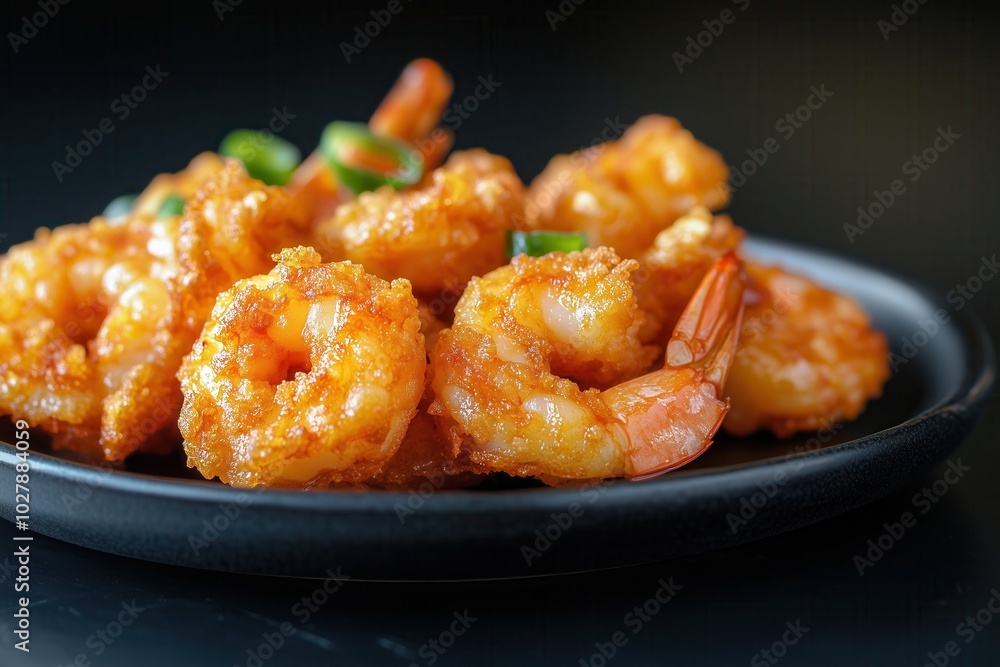 A delicious serving of grilled shrimp garnished with rosemary and lemon slices, set on a rustic slate with a bowl of sea salt in the background A delicious serving of grilled shrimp garnished with rosemary and lemon slices, set on a rustic slate with a bowl of sea salt in the background