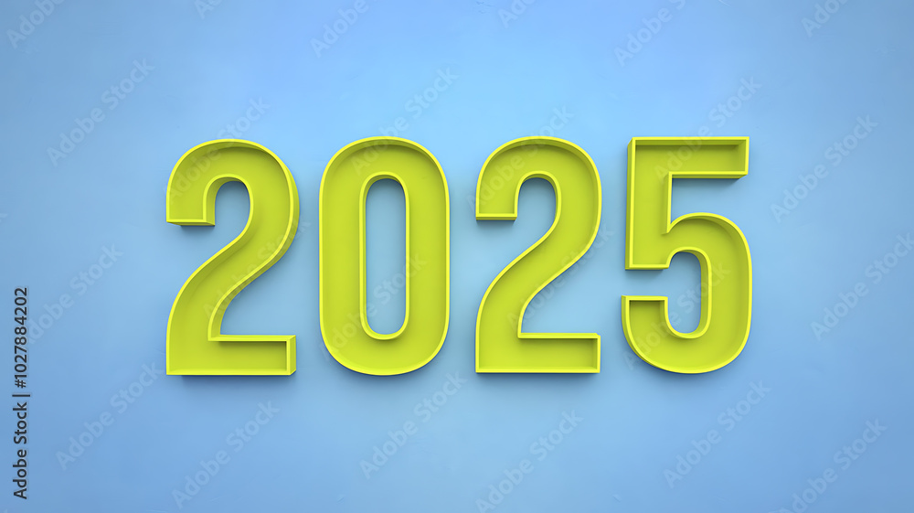 Yellow 2025 on blue background, New Year's Eve countdown, anticipation and excitement.
Yellow 2025 on blue background, New Year's Eve countdown, anticipation and excitement.