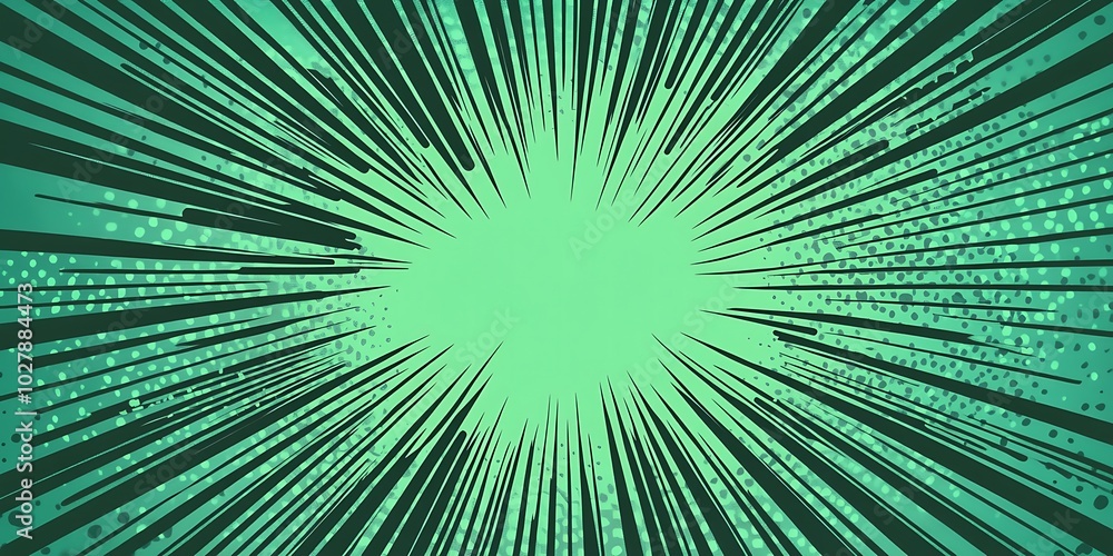 Obraz premium Green sunburst tunnel abstract: Perfect background