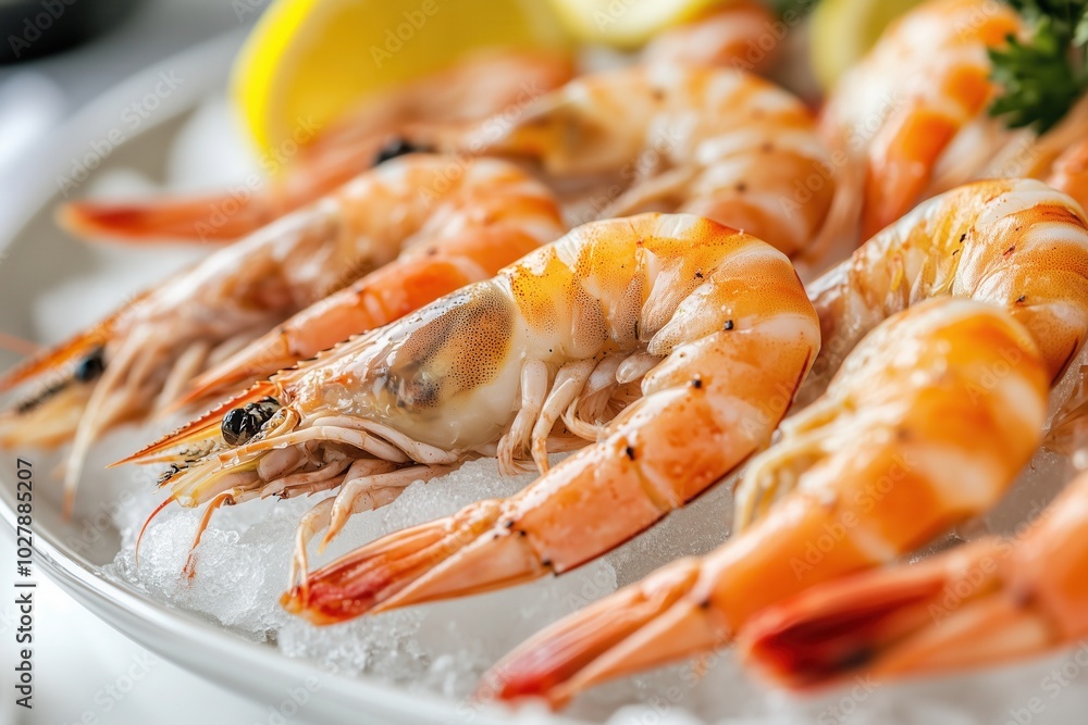 boiled shrimp al dente, on ice. Light background, snack or light dietary snack. boiled shrimp al dente, on ice. Light background, snack or light dietary snack.