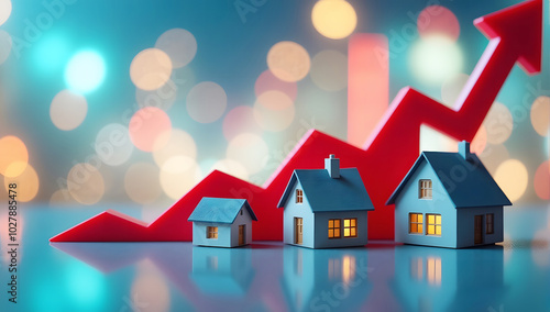 An illustrative concept of housing market showcasing residential properties, real estate investment growth