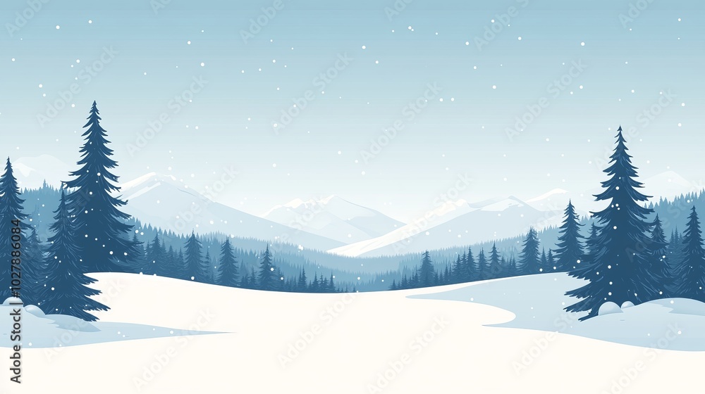 Serene Winter Landscape with Snowy Trees Serene Winter Landscape with Snowy Trees
