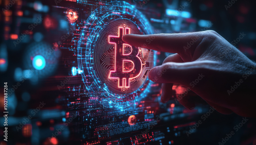 A ai man hand reaches towards a glowing Bitcoin, vibrant digital interface, dynamic world of cryptocurrency trading and blockchain technology
A ai man hand reaches towards a glowing Bitcoin, vibrant digital interface, dynamic world of cryptocurrency trading and blockchain technology