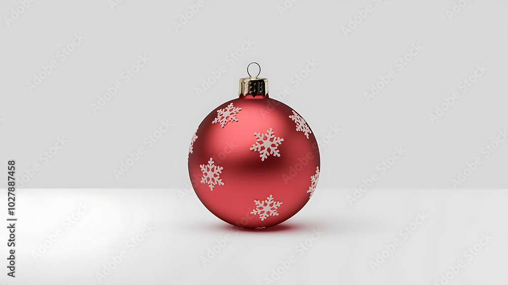 Red Christmas Ornament Snowflake Design Minimalist Winter Holiday Decoration 
