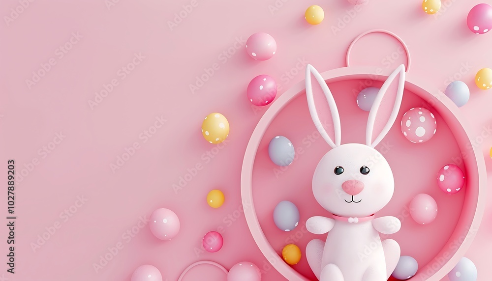 Rabbit on abstract bokeh background. Easter holiday concept. Rabbit on abstract bokeh background. Easter holiday concept.