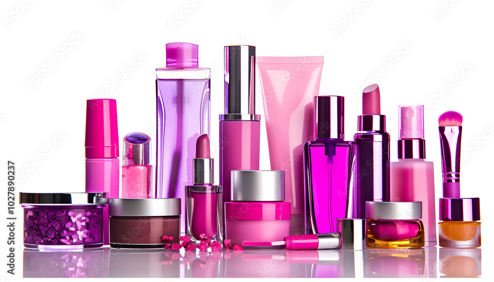 set of cosmetics isolated on white background set of cosmetics isolated on white background