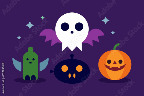 Cute Halloween icon arts. scary but cute vector icon with simple designs for Halloween theme arts