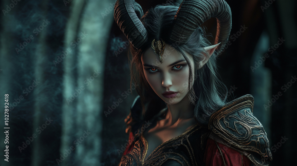 Fantasy desktop background, tiefling sorcerer Fantasy desktop background, tiefling sorcerer