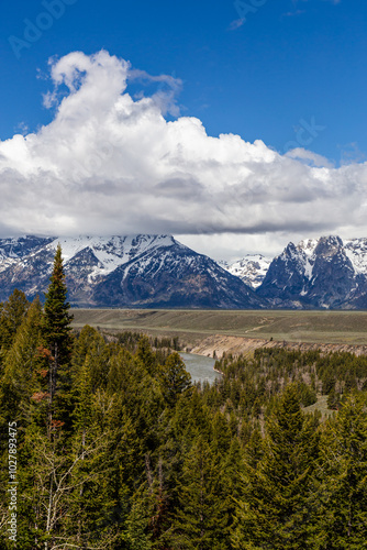 Majestic View of Grand Teton Mountains in Wyoming