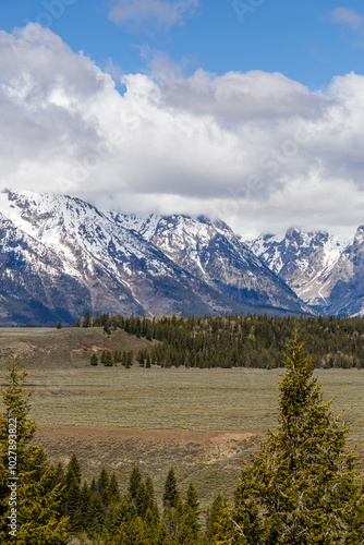 Snow-Capped Mountains in Grand Teton National Park Wyoming