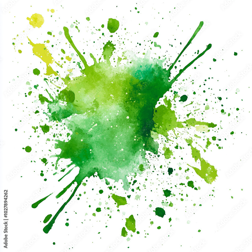 Watercolor green splash on white background Watercolor green splash on white background