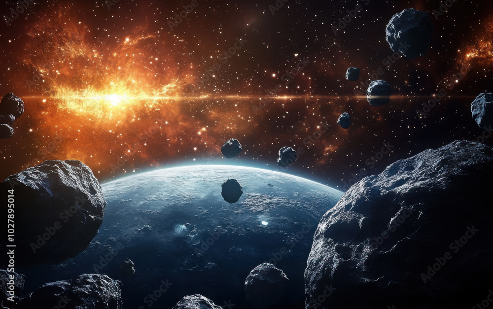 Fototapeta premium Deep space planets, science fiction imagination of cosmos landscape.