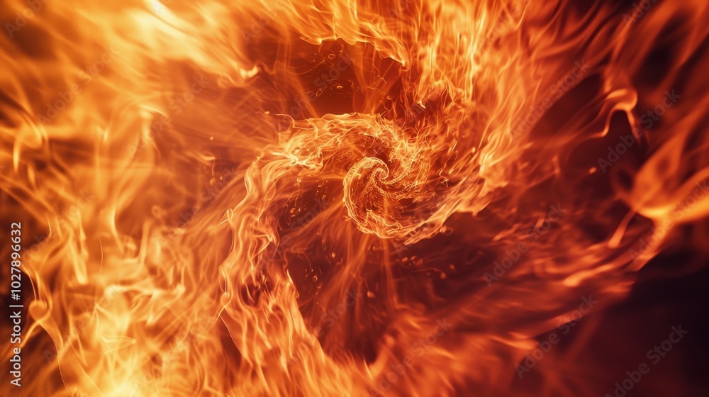 Fototapeta premium Abstract Fire Background - Fiery Orange And Red Flames In A Spiral Pattern.
