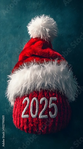 Santa hat New Year’s card photo