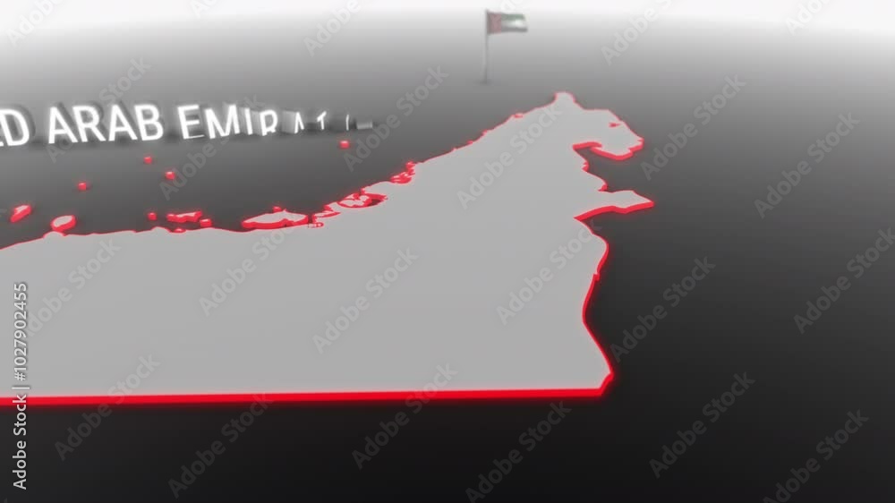 3d animated map of United Arab Emirates gets hit and fractured by the text “Climate Crisis” 3d animated map of United Arab Emirates gets hit and fractured by the text “Climate Crisis”
