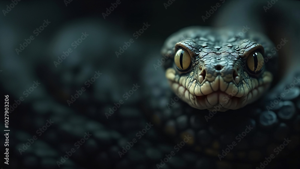 snake bite frontal into the camera, fangs, gloomy, head, scale, grim, big eyes
snake bite frontal into the camera, fangs, gloomy, head, scale, grim, big eyes