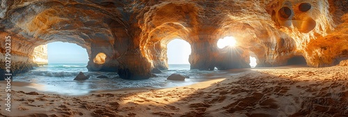 Sandstone rock formations at Benagil Cave