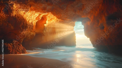Sun rays through sandstone arches