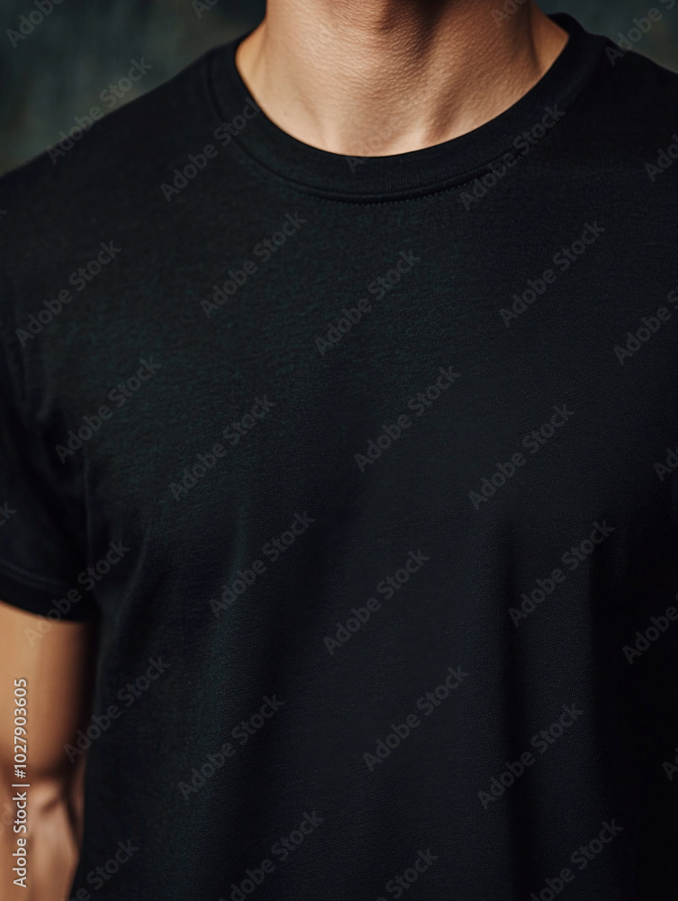Young man in a black T-shirt on a white background. Mockup for design. Young man in a black T-shirt on a white background. Mockup for design.