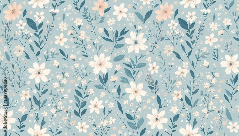 Delicate blue blooms - floral Illustration Delicate blue blooms - floral Illustration