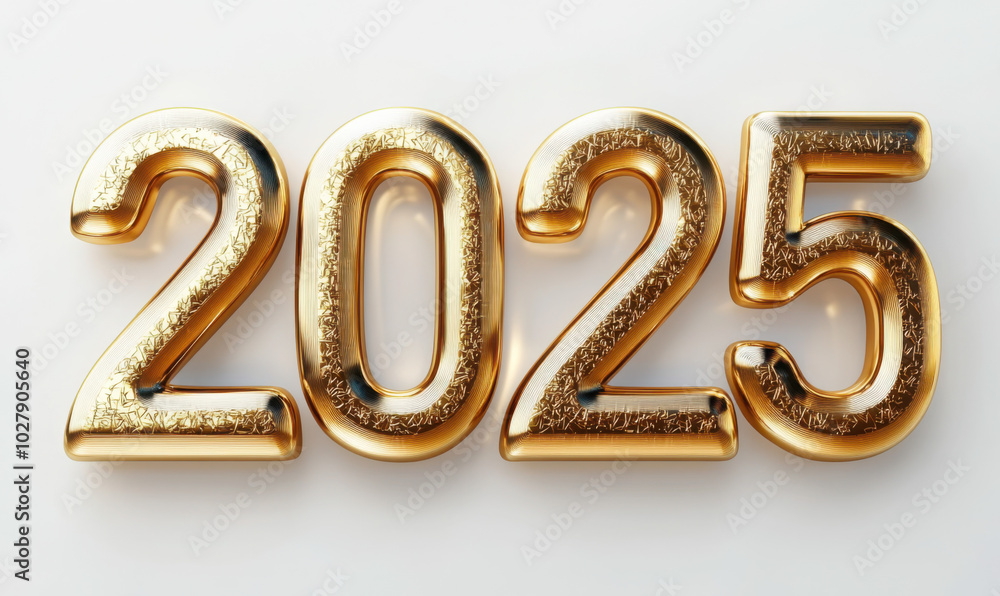 2025 in gold text on a white background, new year concept
2025 in gold text on a white background, new year concept