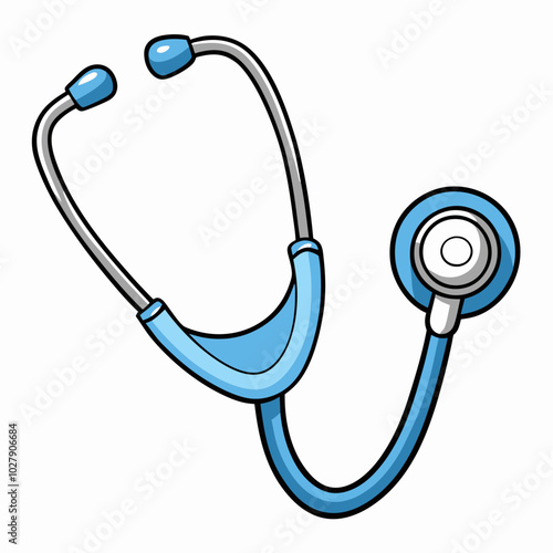 Cartoon stethoscope illustration in blue and white