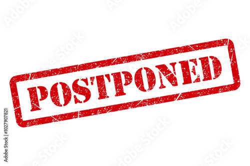 Postponed stamp symbol, label sticker sign button, text banner vector illustration