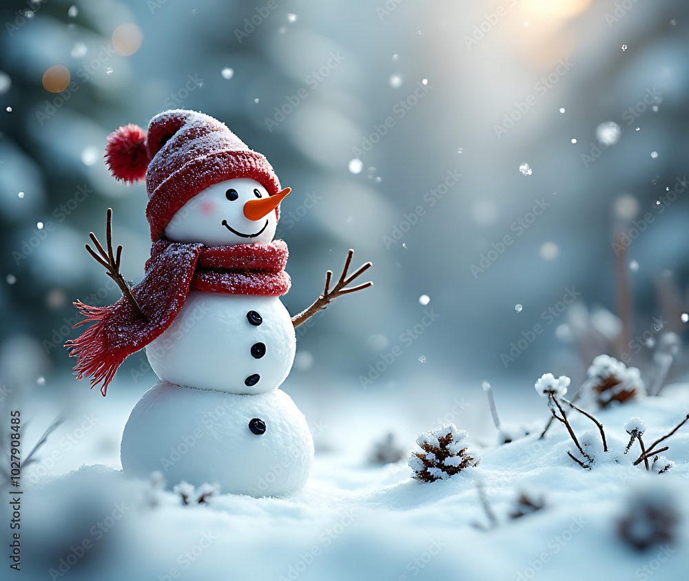 festive holiday greeting card features joyful snowman amidst serene winter wonderland scene set snowy festive holiday greeting card features joyful snowman amidst serene winter wonderland scene set snowy