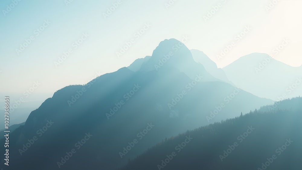 Fototapeta premium Serene Mountain View in Soft Light
