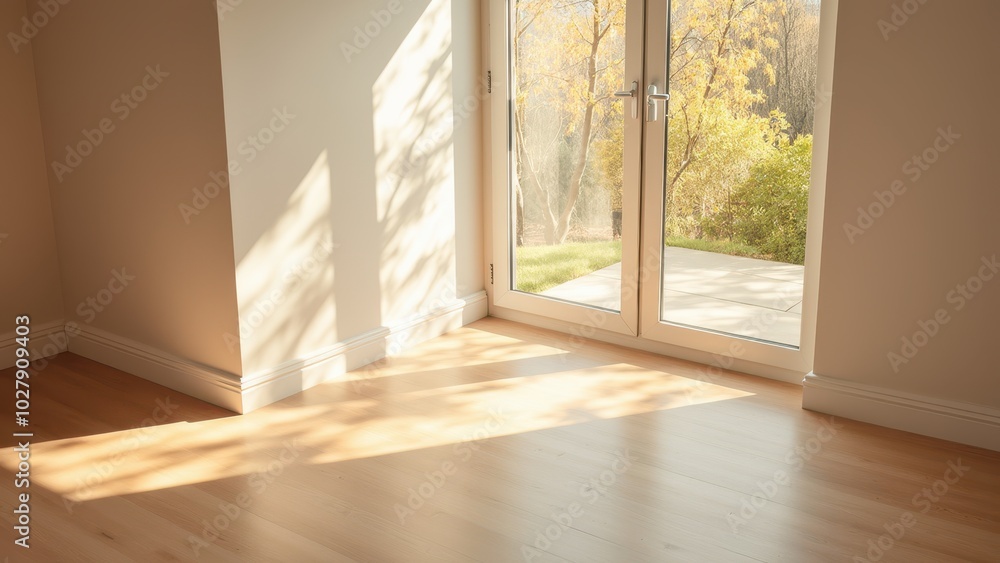 Fototapeta premium Bright Room with Natural Light and Gentle Shadows