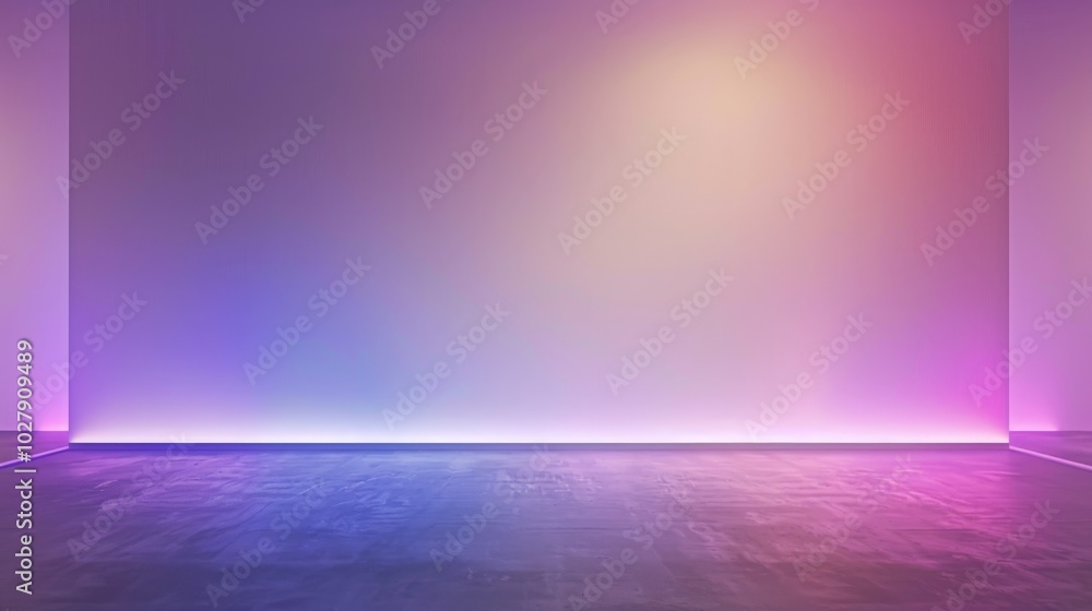 Empty interior with vibrant neon lights illuminating a concrete floor Empty interior with vibrant neon lights illuminating a concrete floor
