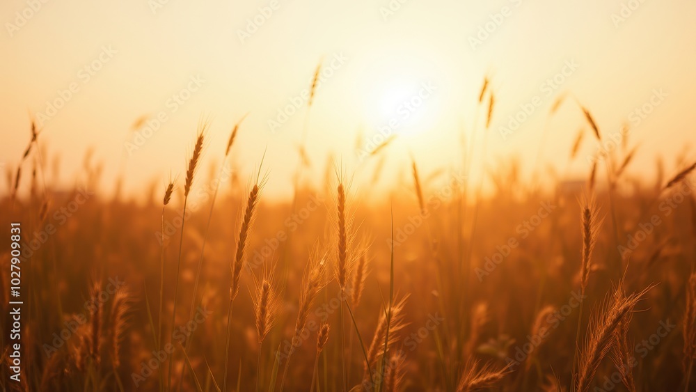 Golden Sunrise Over Serene Wheat Field Golden Sunrise Over Serene Wheat Field