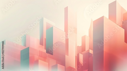 Abstract Cityscape with Geometric Shapes