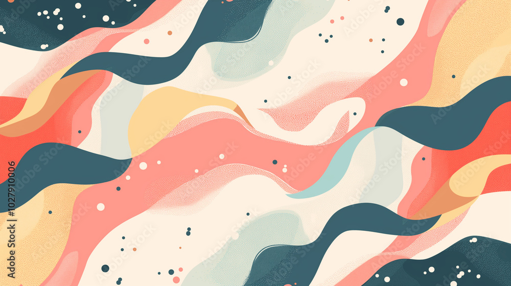 Colorful abstract wavy pattern with retro pastel tones and textured details Colorful abstract wavy pattern with retro pastel tones and textured details