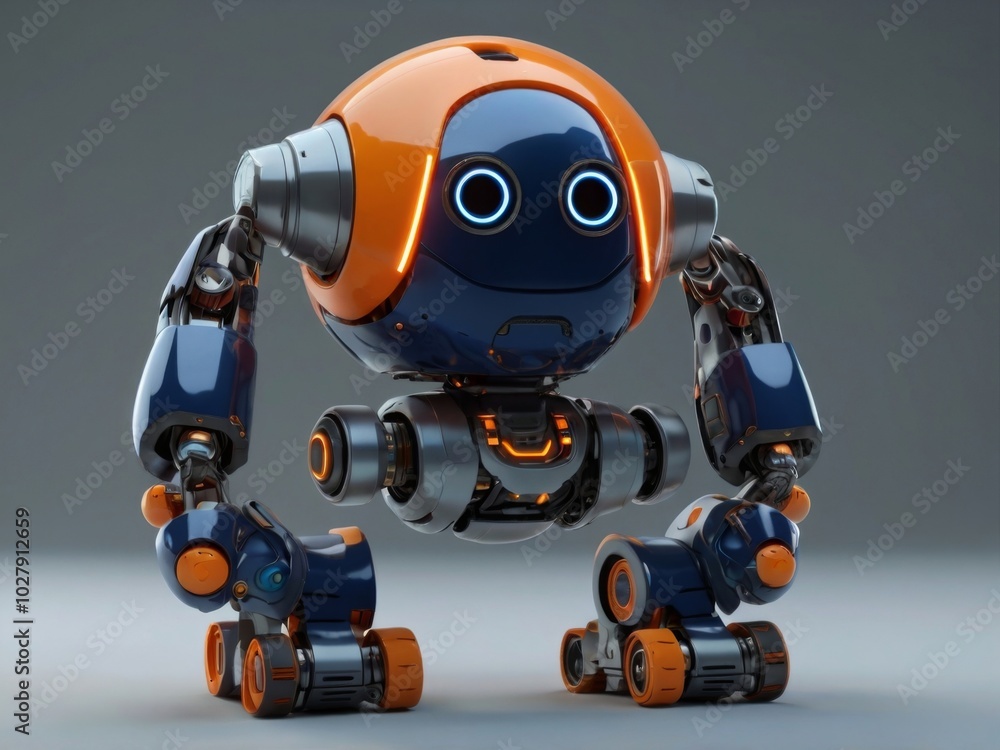 Sleek 3D AI robot mascot, designed like a floating chatbot, small and compact, smooth, rounded body Sleek 3D AI robot mascot, designed like a floating chatbot, small and compact, smooth, rounded body