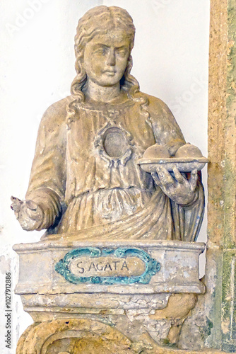 Particolare mezzo busto sant'Agata nel Santuario di Roca Vecchia nel Salento 3161 photo