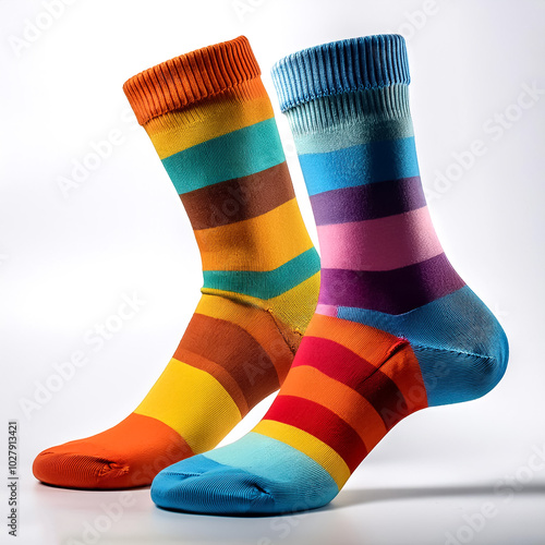 Colorful socks, isolated on a white background photo