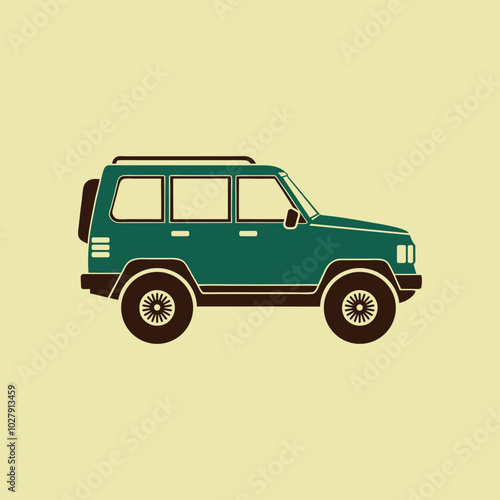 Suv Car Flat Color Icon logo, Modern Racing Hi-Speed Super Car automobile Vector silhouette.