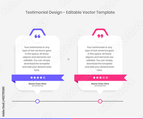 Creative Testimonial Editable Vector template, Empty speech bubbles, What our Clients Say, Quote, Review, Feedback, Infographic Template, Label, editable text box layout design, recommendation note
