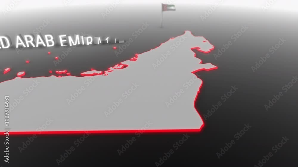 3d animated map of United Arab Emirates gets hit and fractured by the text “Inflation” 3d animated map of United Arab Emirates gets hit and fractured by the text “Inflation”