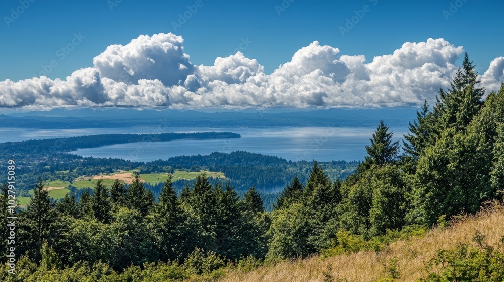 Puget Sound view from Dash Point with horizon clouds. Puget Sound view from Dash Point with horizon clouds.