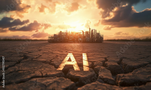 Dry and cracked earth with letters 