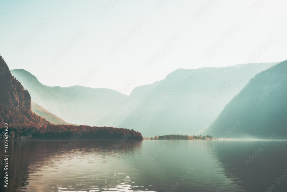 Widok na jezioro Hallstat, Austria, Alpy, Górna Austria