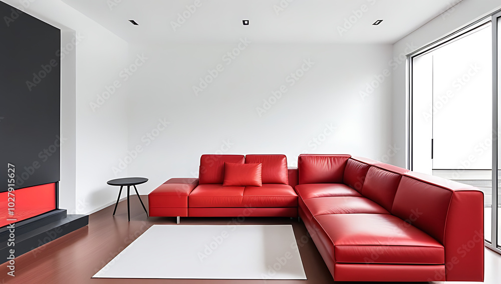Fototapeta premium red leather sofa